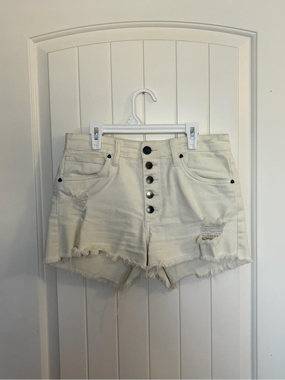 white denim shorts